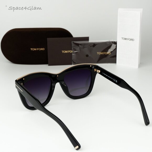 Tom Ford Women Sunglasses Black Gradient Smoke Cat Eye FT0685 01C BRAND NEW - Picture 9 of 13